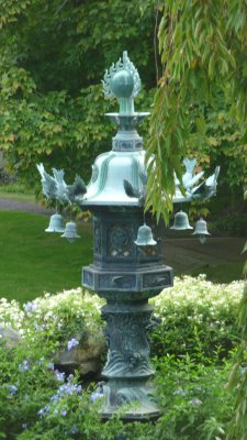 Several Japanese bronze lanterns (such as this) and Japanese cherry trees are part of the Asian influences of the Brook Garden.