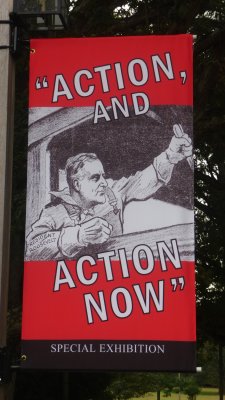 A Depression era poster near the FDR library & museum.  Roosevelt tried to get the country moving during the Depression.