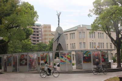 View of the Children's Peace Monument to commemorate the thousands of child victims of the atomic bombing of Hiroshima.
