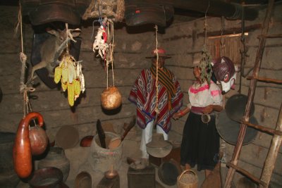 Interior of another traditional house at the Equatorial Museum where a family of 12 lived.