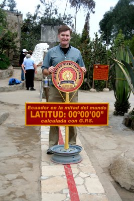 I am standing at the true center of the earth (proved by GPS) at the Equatorial Museum.