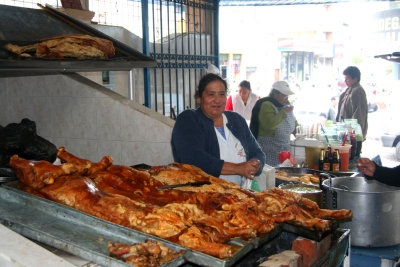 Pig carcasses for sale at a food market in San Goqui (the first stop on my Andes tour).
