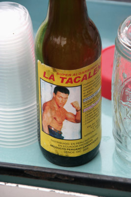 An energy drink sold at the market. Maybe, I'll look like that if I drink it!