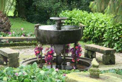 Fountain at hacienda La Alegria.