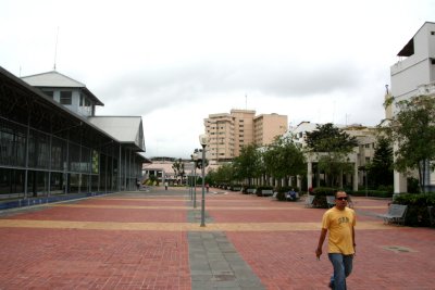 A man walking in Plaza de la Integracin.