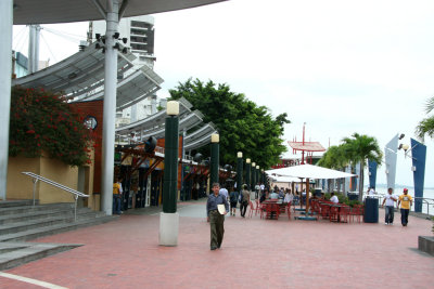 Along the promenade of the pier, there are many shops and restaurants.