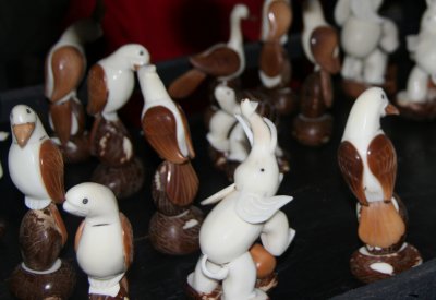Finished tagua souvenirs that were being sold at the Taller de Tagua gift shop.