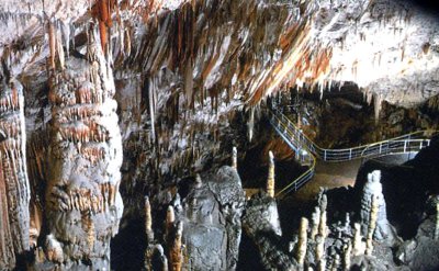 View of the Russian Bridge inside the Postojna Cave.