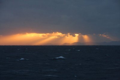 Sunset first day on ship