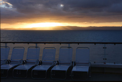 Deck chair sunset