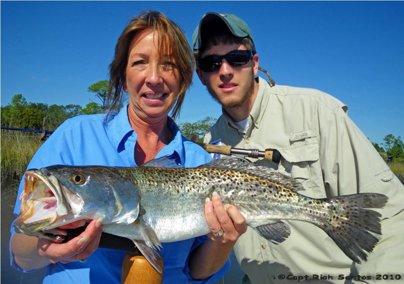 Son Ragan and Mom Amy from Atlanta with a 27 Gator Trout