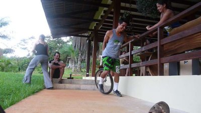 Luis Aguilar Rides Unicycle