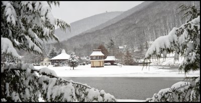 Band House across Berger Lake, Galeton, Pa.