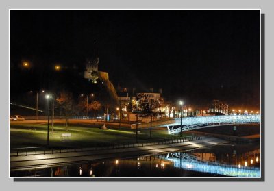 La plage verte, la tour des regards, la passerelle.