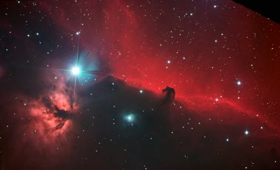Horse Head and Flame Nebula; RGB + Ha
