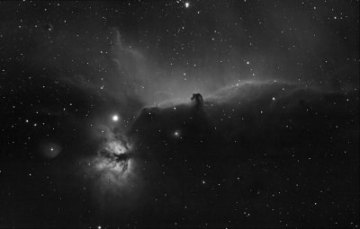 HORSE HEAD AND FLAME NEBULA. IN H-ALPHA