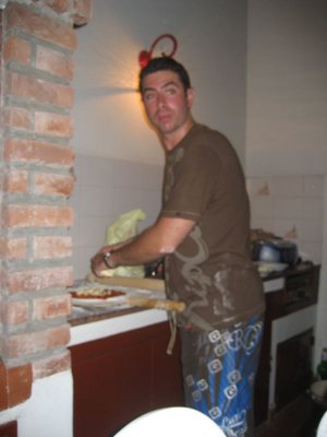 Hernan making Pizza