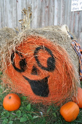 Pumpkin Face Hay Bale