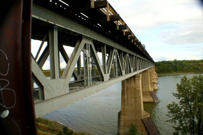 Train and pedestrian bridge