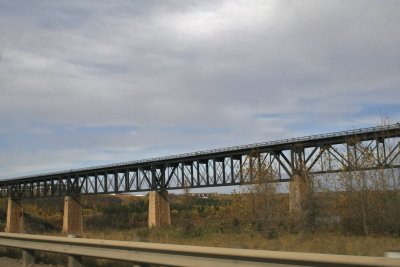 Train tressel bridge across the North Saskatchewan River