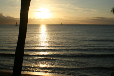 Ships passing in the sunset