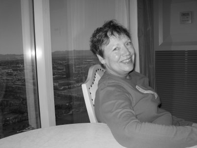 Helen enjoying a black and white moment