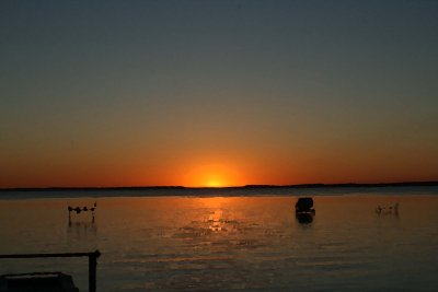 Setting sun over the lake