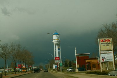 Driving out of Wetaskiwin as a storm approaches