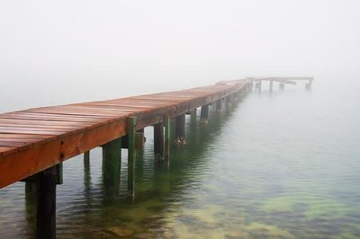 Damaged Pier In Fog 33903