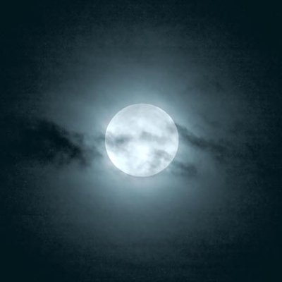 Largest Moon In Haze & Clouds 35324