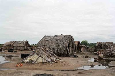 Village near Ouidah, Benin. Here salt is produced from salty sand from the lagoon.