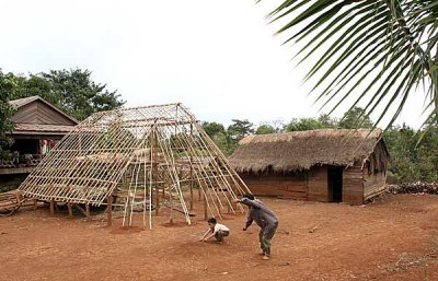 Scaffolding for a traditional Phnong house. Pu Lang Village II, Mondulkiri, Cambodia