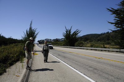 Hiking along Highway 1 back to the car