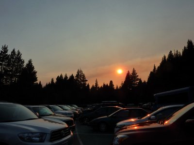 Smoky Sunset at the parking lot