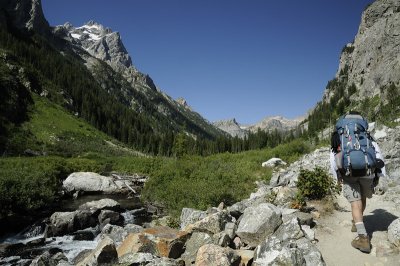 Hiking up the Cascade Canyon