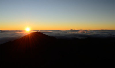 Sunrise at the top of Haleakala Volcano