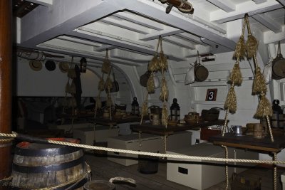 Inside the Endeavour, a reproduction of the ship sailed by Captain Cook