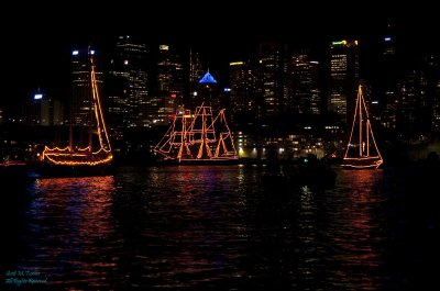 Some of the vessels in the Parade of Lights