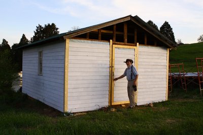We put salvaged Hardiplank on the outside