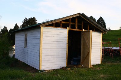 We put salvaged Hardiplank on the outside