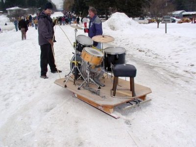 Bar Stool snow races in Martin City Montana every February