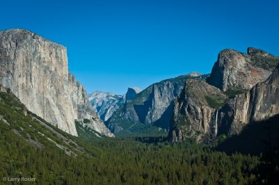 Bridalveil Fall, Cathedral Rocks, El Capitan, and Half Dome from Tunnel View