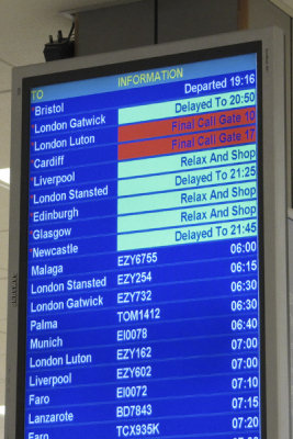 Flight status to Edinburgh...relax & shop...what????