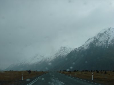 road to Mount Cook - bad weather