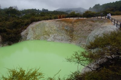 greenish crater lake