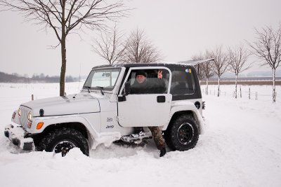 Tj Jeep Wrangler stuck in snow