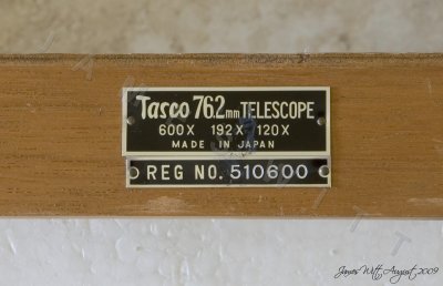 Tasco 76.2mm refractor F/15.7 (220v Motor Drive)