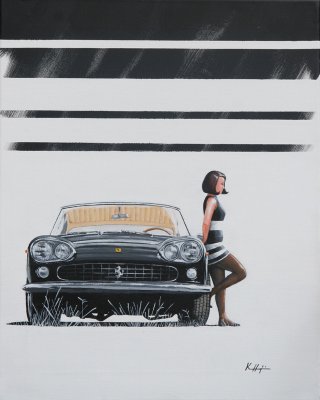 Black and White Ferrari