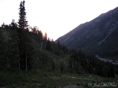 Mountain scene at dusk