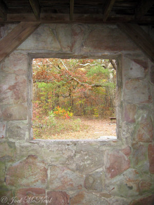 Looking out of Stone Tower, Ft. Mountain State Park